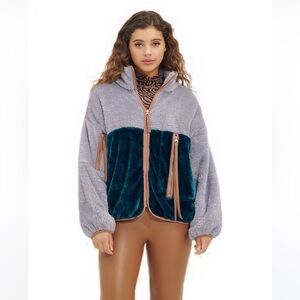 Ugg Marlene Sherpa Jacket II, Cloud Grey / Marina Blue, NWT, Size 3X